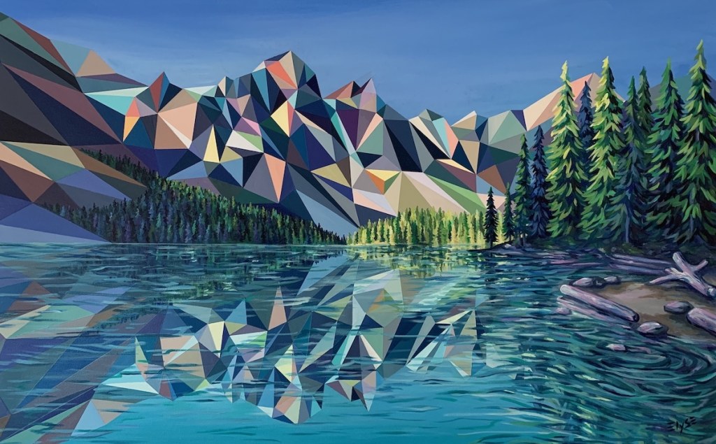 Artist Reimagines Majestic Mountainscapes as Jewel-Toned Polygon Paintings
